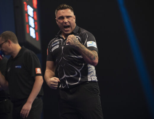 Gerwyn Price schreeuwt het uit tijdens de finale van de World Grand Prix.